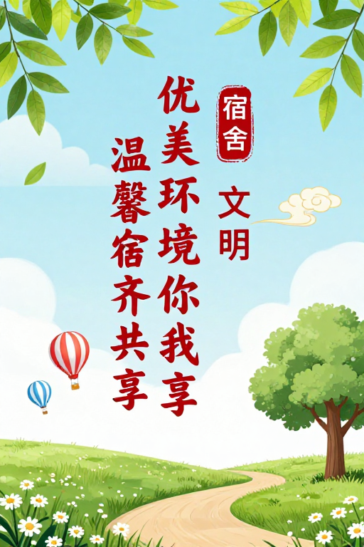 清新校园文明海报：优美环境与温馨宿舍共筑
