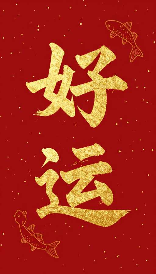 好运锦鲤：宝相花金箔书法与中式美学融合