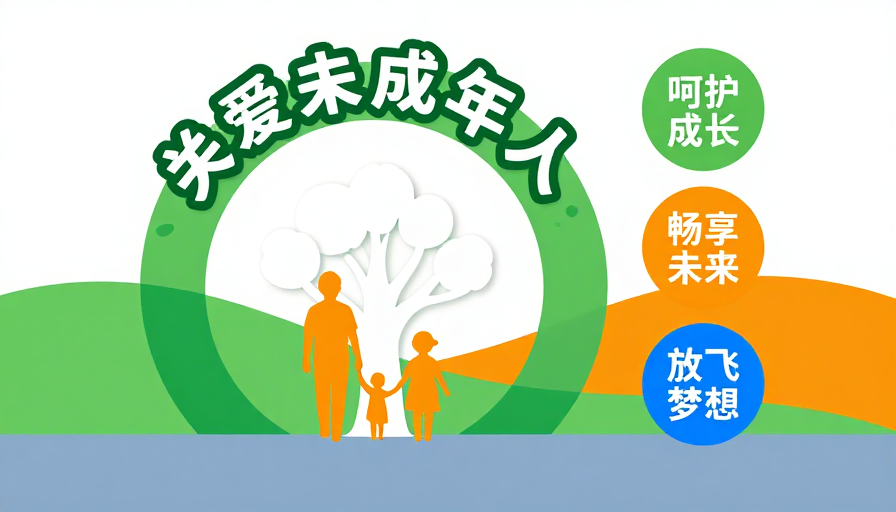简约公益海报:关爱未成年人成长与陪伴