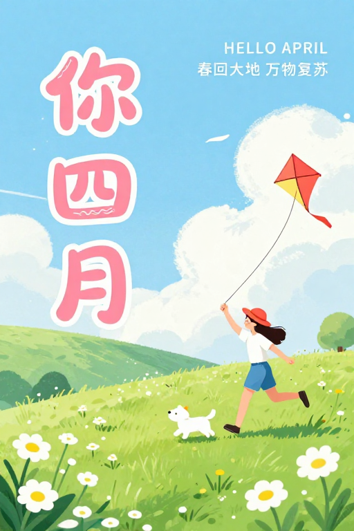 你好四月 | 治愈系春日插画海报