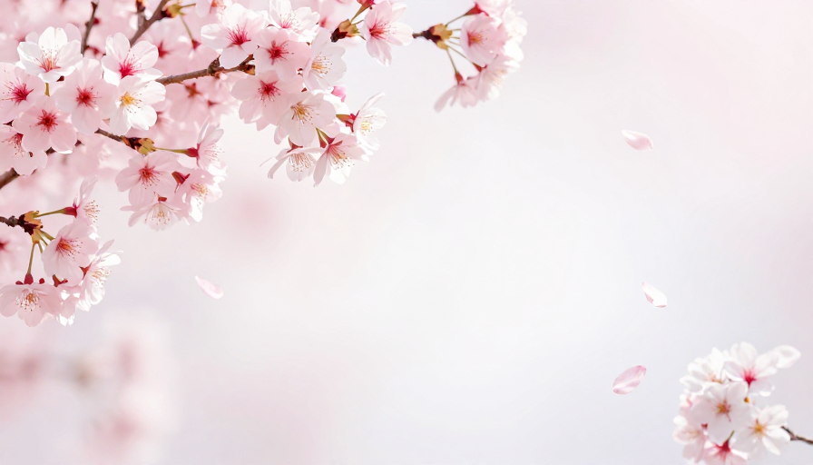 樱花梦境：柔和渐变与留白艺术