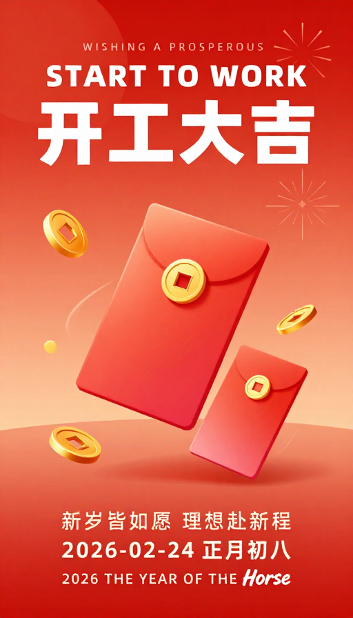 开工大吉·现代国风喜庆海报设计