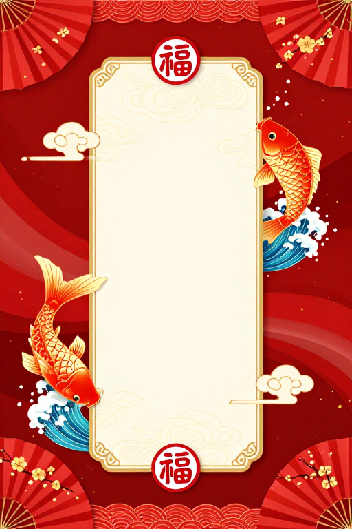 红金祥纹对称构图 中国风福字海报背景
