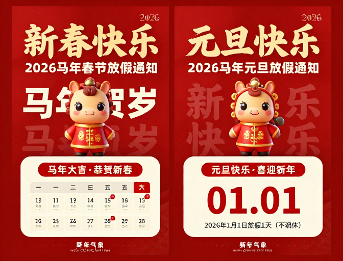 2026新春元旦喜庆中国风海报