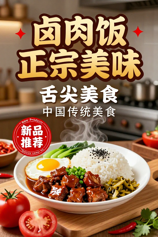 卤肉饭海报：传统风味与现代设计融合的美食宣传