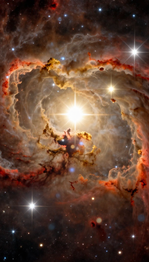 璀璨星河：金色尘埃旋涡的宇宙光景