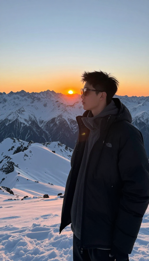 拉基雪山日出：帅哥晨景写真