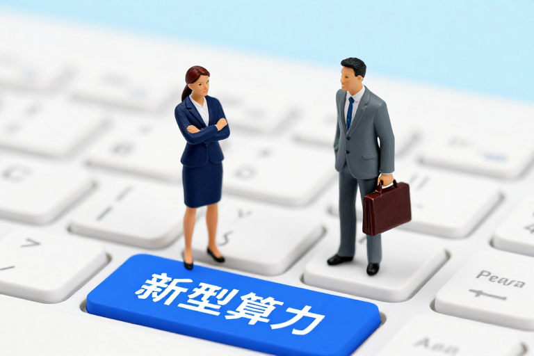 商务精英与新型算力融合,冷调微距展现科技未来