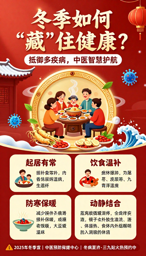 国潮插画:冬季健康养生科普海报设计