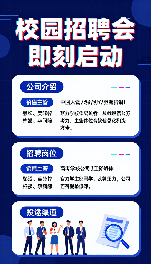 科技风校园招聘会海报：现代设计启幕