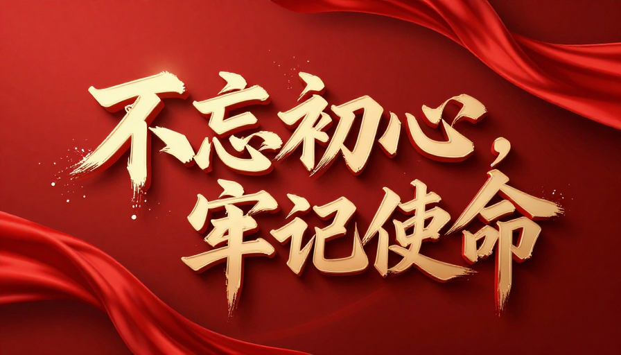 初心牢记使命：3D金属红丝动态书法艺术