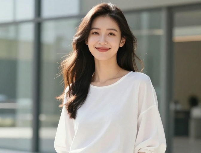 优雅亚洲女性肖像：侧逆光温暖光影