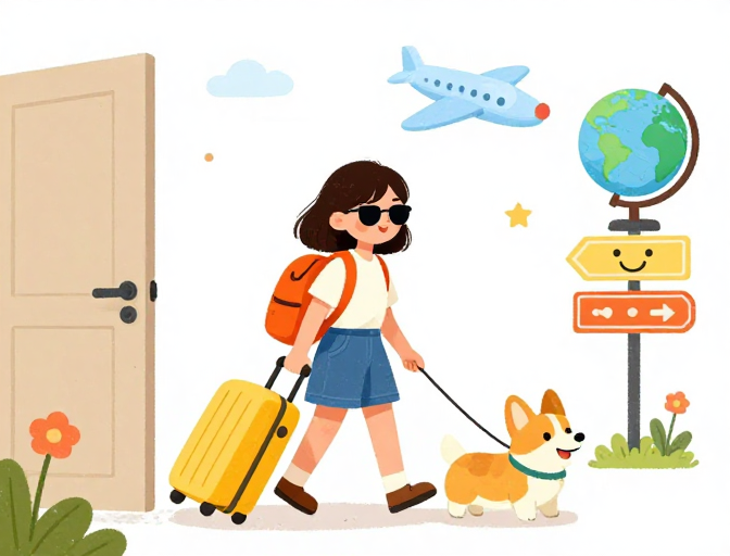 橙包少女携爱犬开启童趣冒险之旅
