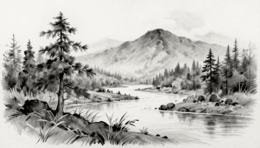 高清素描风景图：细腻笔触呈现自然之美