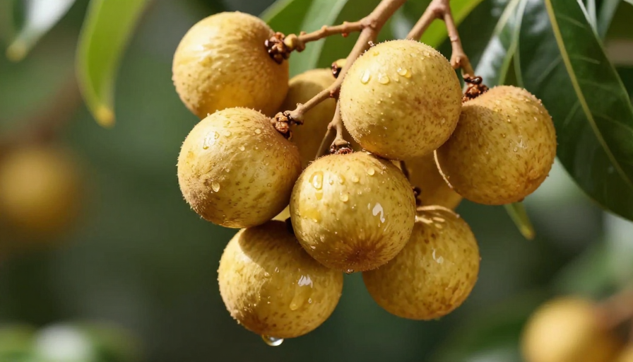 金黄龙眼枝头特写摄影