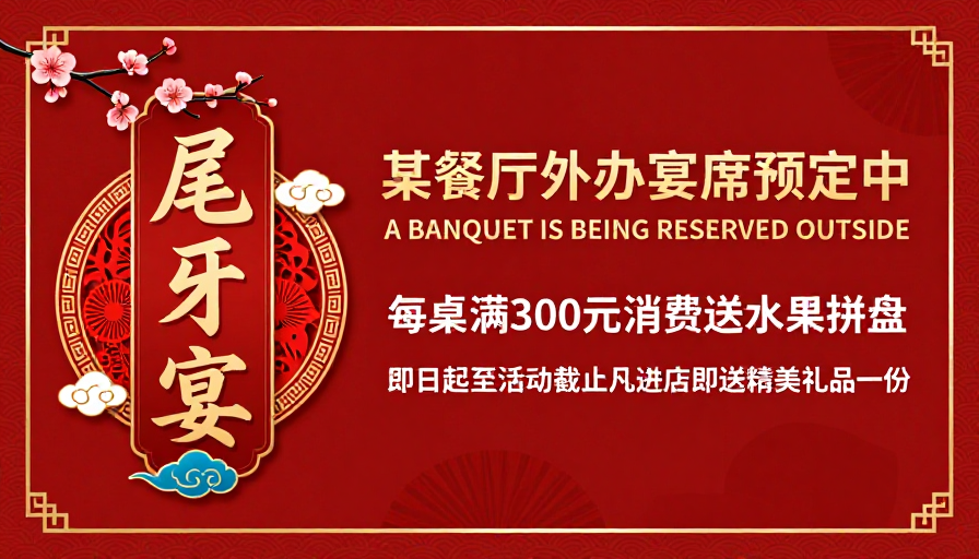 金色尾牙宴：中式宴会庆典宣传海报