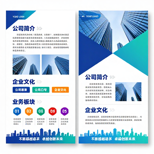 现代商务企业宣传折页：蓝白科技视觉设计