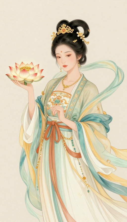 手持金莲的仙气莲花仙子