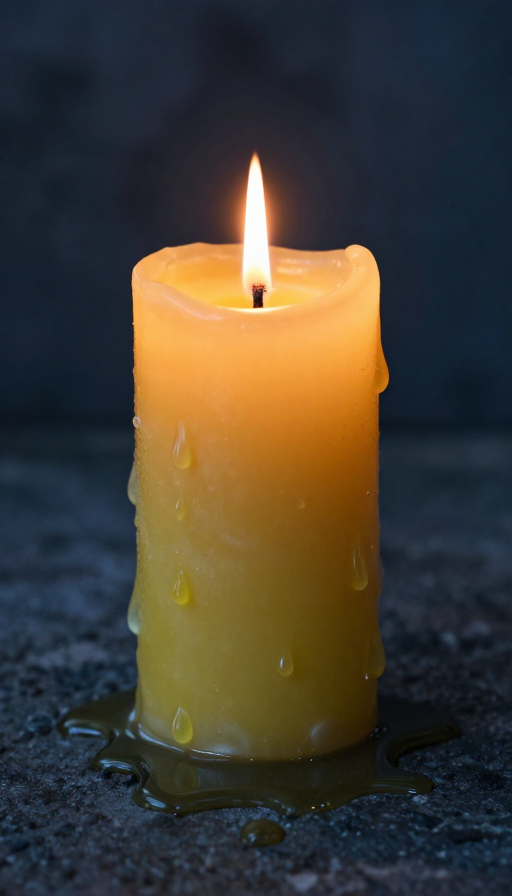 静谧烛光：暖橙光影下的石面烛泪艺术