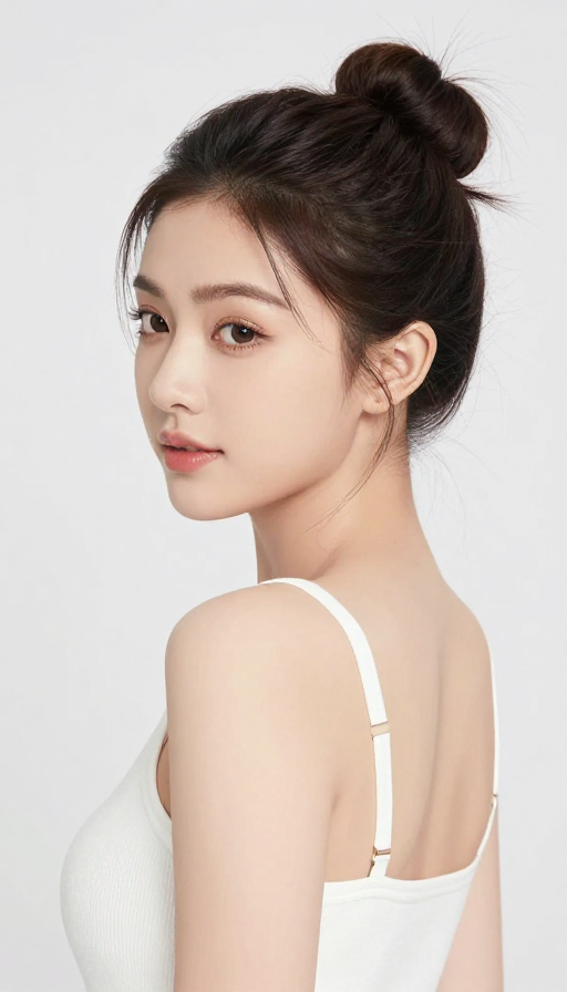 优雅丸子头大美女：精致发型与迷人风采