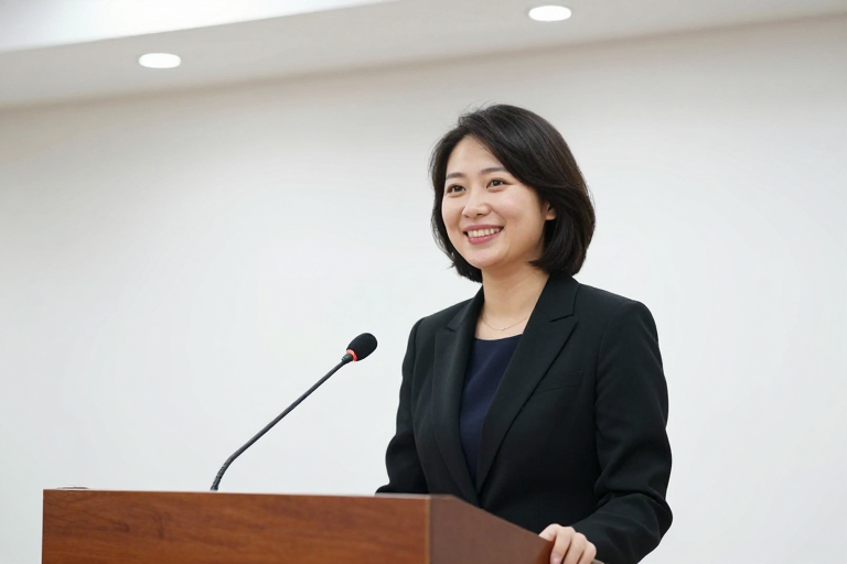 商务女性演讲者专业形象展示