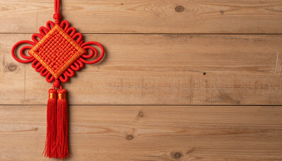 东方传统木质背景配中国结装饰典雅氛围图