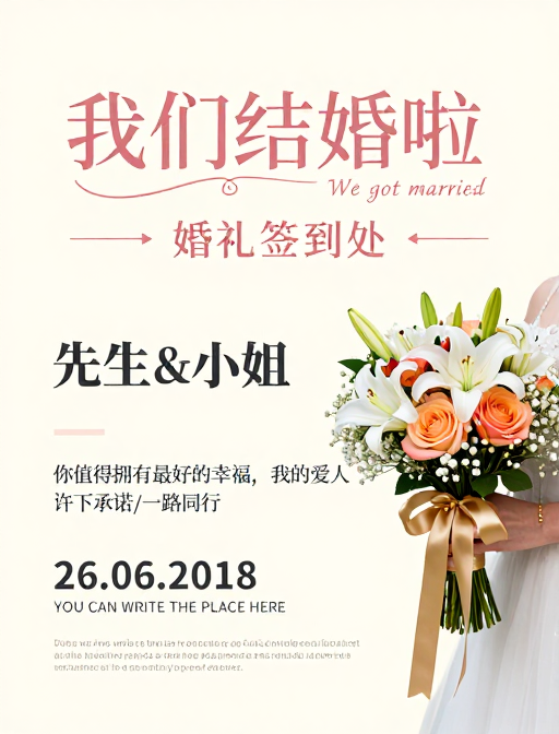 浪漫婚礼签到海报设计