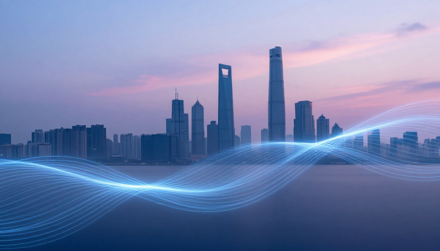 梦幻黄昏下的未来科技城市全景