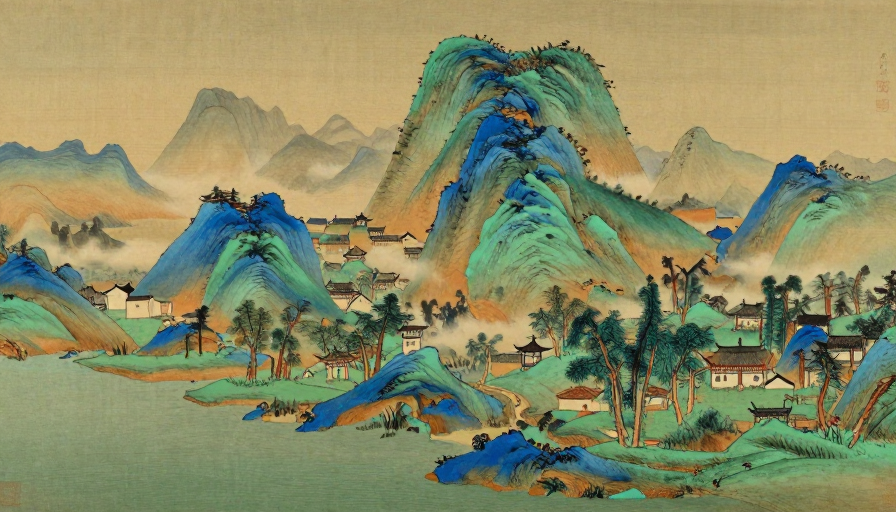 青绿山水意境:中国传统山水画中的自然与人文