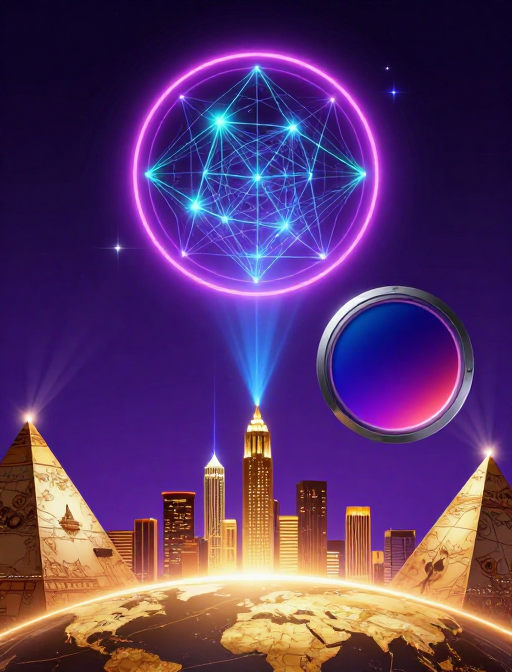 赛博朋克未来科技海报：宇宙都市光影