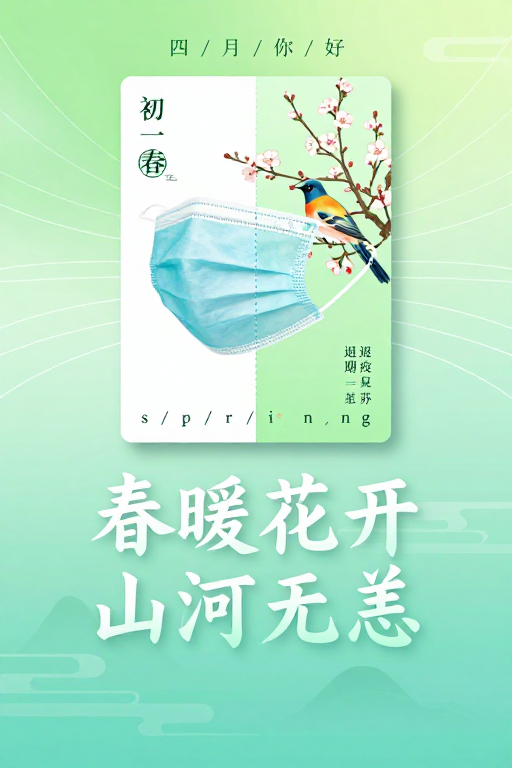 春日复苏·山河无恙:东方诗意防疫海报设计