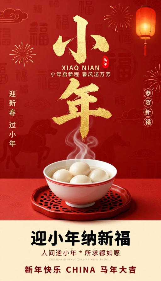 小年马年中国风海报 水墨金韵迎新