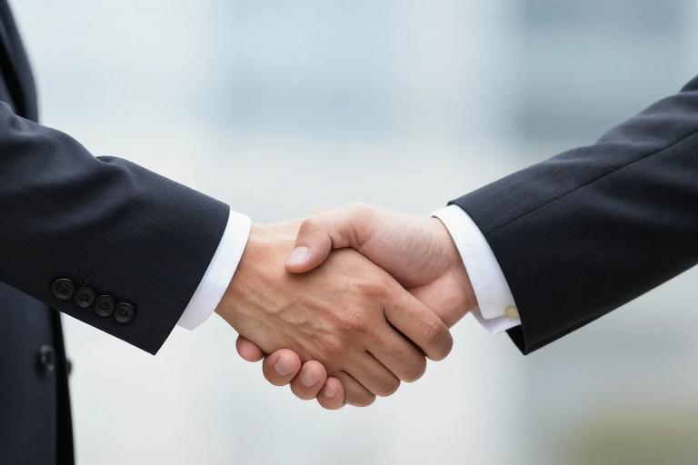 商务握手象征合作与信任，高清摄影展现专业形象