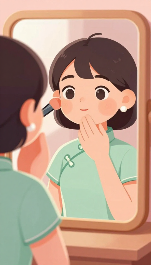 暖光下的精致妆容:少女旗袍特写
