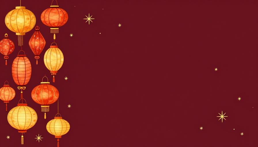深红背景中式灯笼：传统与节日氛围的完美融合