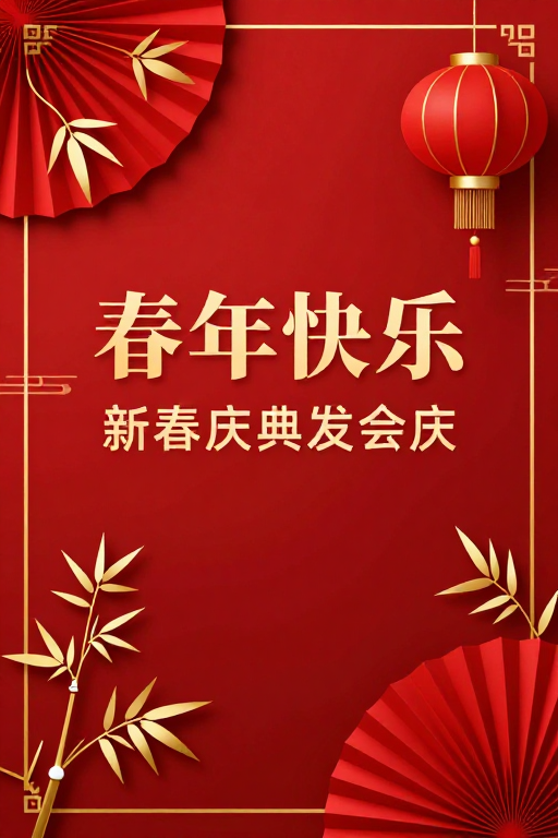 新春佳节庆典海报：传统元素融合金色典雅设计
