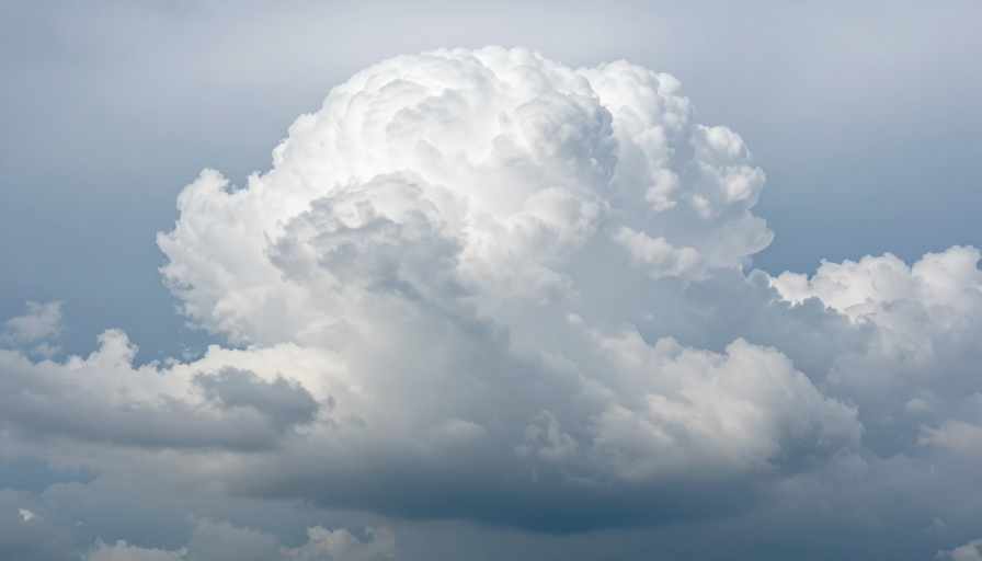 高空积雨云团：冷调光影下的自然奇观