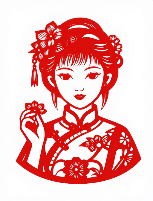 吉祥高贵：传统中国剪纸女孩肖像艺术
