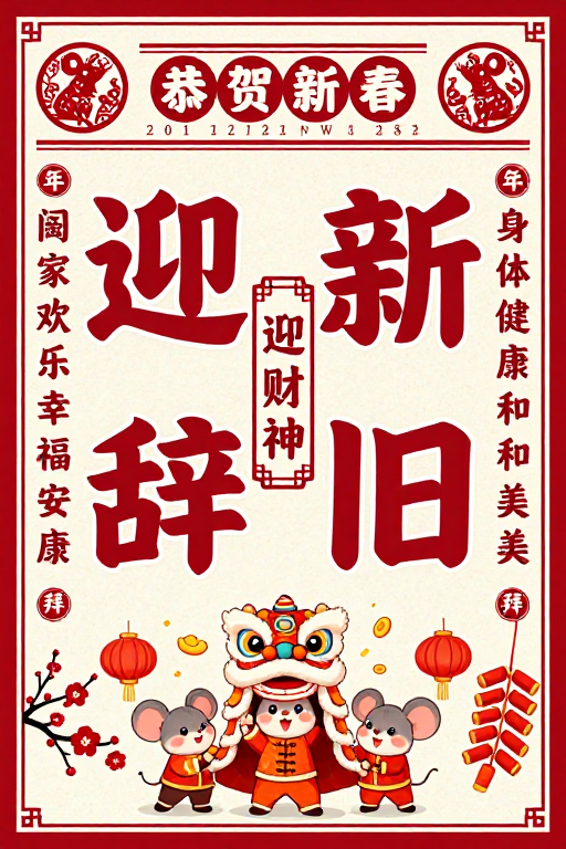 迎新辞旧迎财神 红色新春海报设计