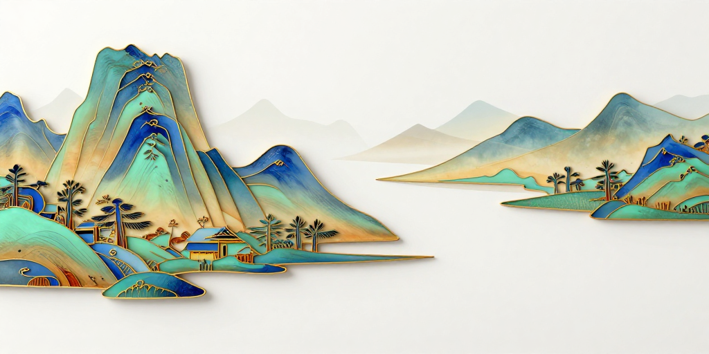 前卫艺术：掐丝珐琅融合千里江山图的极简3D设计