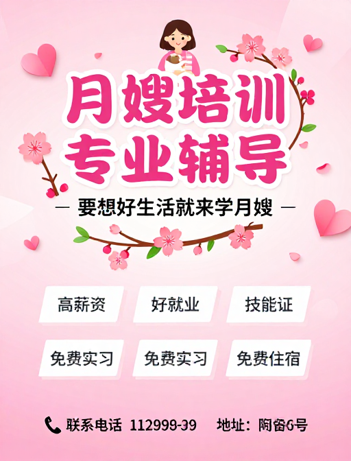 温馨治愈风月嫂培训专业辅导海报