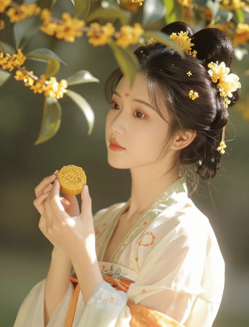 秋日暖阳下的唐代美人：桂香伴食
