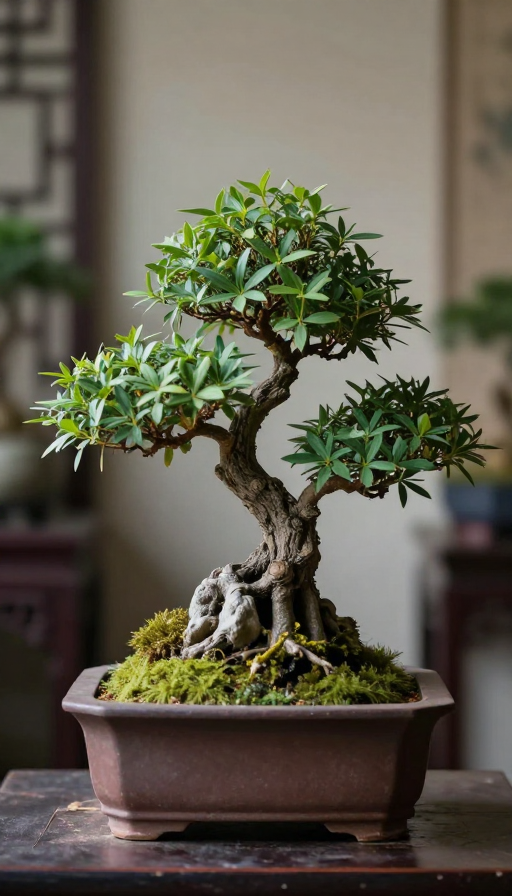 国风盆栽艺术摄影:景深与柔光交织的东方美学