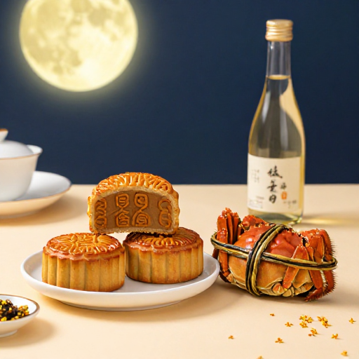 中秋团圆盛宴:月饼、大闸蟹与桂花酒