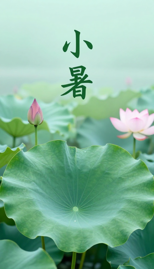 小暑清荷意境：水墨禅意自然海报