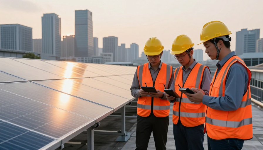 工程团队高效运维：城市光伏闪耀夕阳