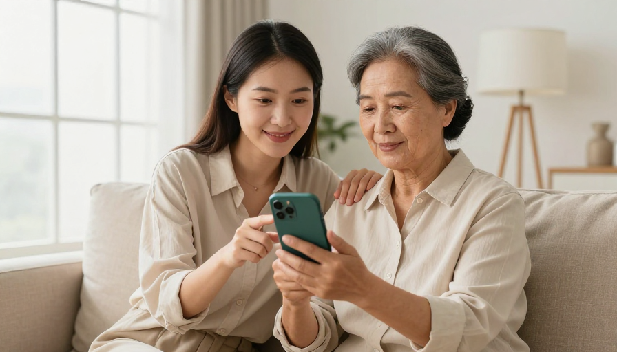 温馨双代同堂：现代客厅里的亲情时光