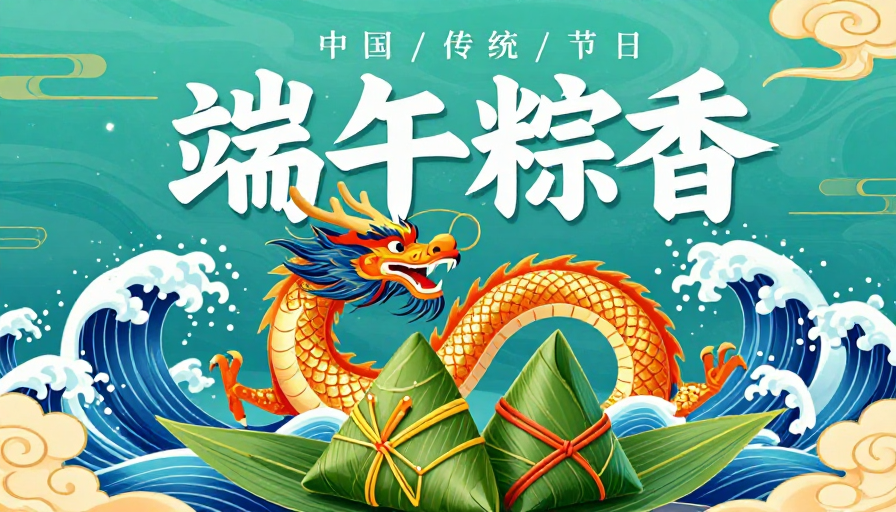 端午粽香:龙腾国潮非遗海报设计