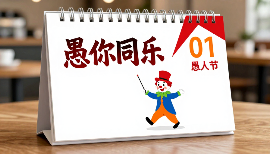 暖调咖啡厅背景下愚人节台历海报创意设计方案