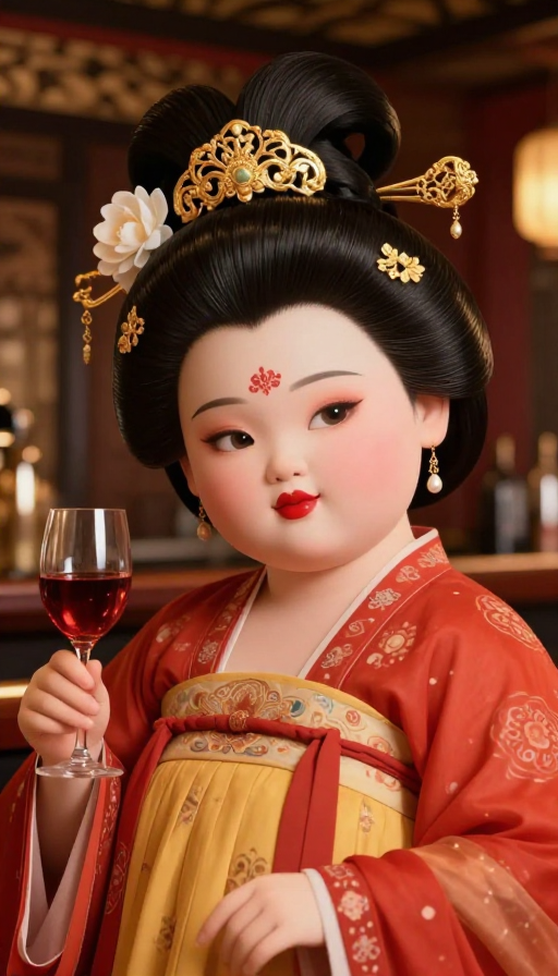 3D超现实古风女子酒吧回眸